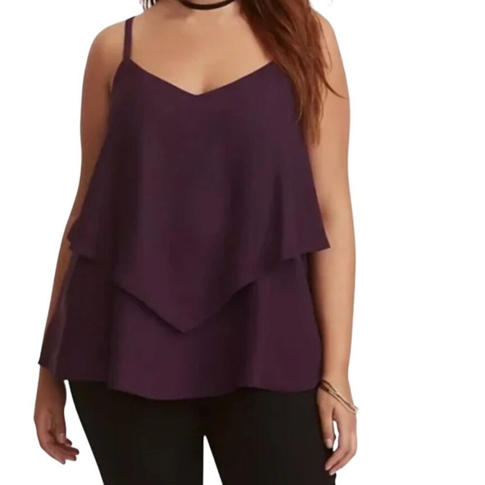 Torrid Women's Georgette Layered Criss Cross Back Cami Top Purple Plus Size 3X